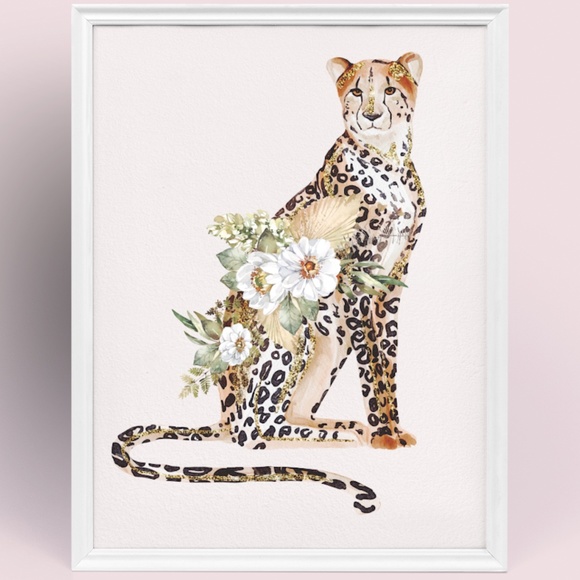 Cheetah Watercolor Illustration Wall Art Print Poster Unframed - Picture 11 of 16